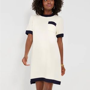Tuckernut cream and navy knit dress